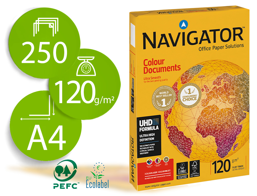 PAPEL FOTOCOPIADORA NAVIGATOR DIN A4 120 GRAMOS PAQUETE DE 250 HOJAS