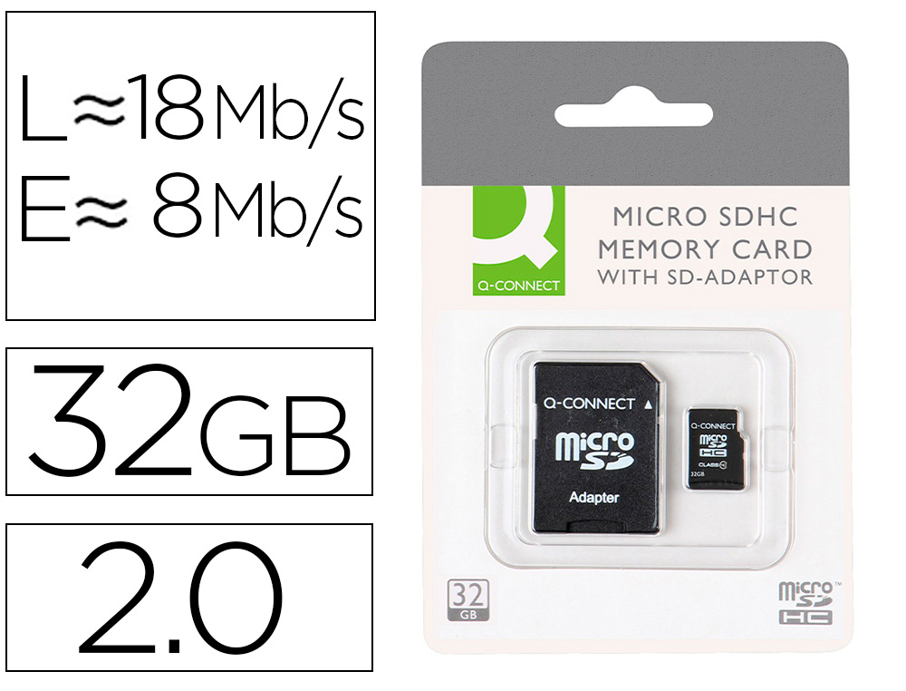 MEMORIA SD MICRO Q-CONNECT FLASH 32 GB CLASE 6 CON ADAPTADOR