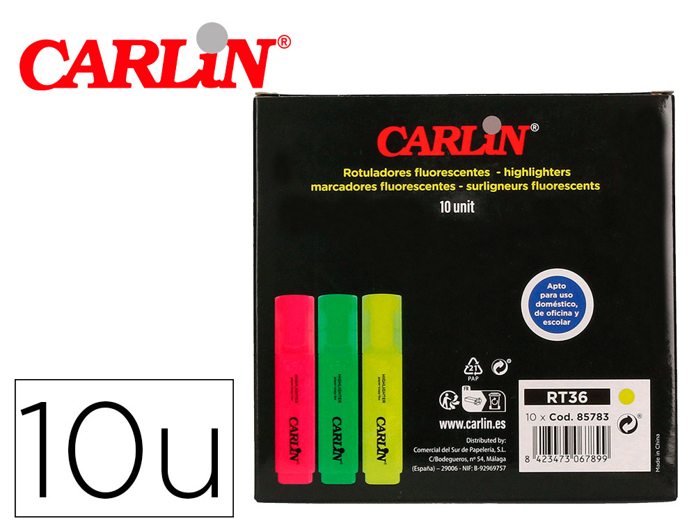 ROTULADOR CARLIN FLUORESCENTE AMARILLO PUNTA BISELADA