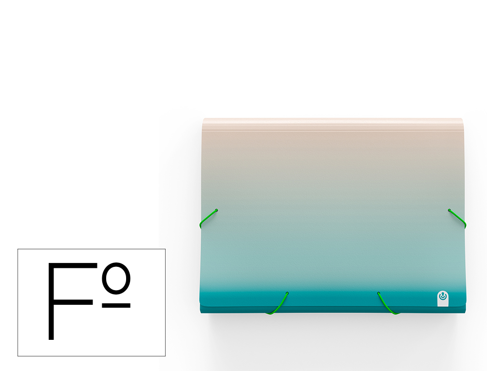 CARPETA CARCHIVO CLASIFICADORA ACORDEON 13 DEPARTAMENTOS POLIPROPILENO CON GOMAS FOLIO UNITED VERDE