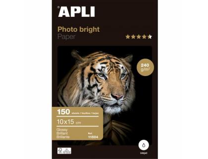 PAPEL FOTOGRAFICO APLI BRILLO PRO 10X15 CM INK-JET 240 GR PACK DE 150 HOJAS