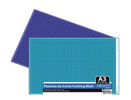 PLANCHA PARA CORTE OFFICE BOX DIN A1 GROSOR 3MM AUTOCICATRIZANTE BI COLOR AZUL MARINO/VERDE 900X600 MM